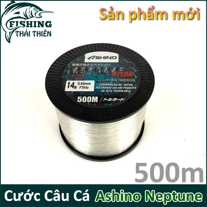 Lzd cước câu cá siêu bền ashino neptune cuộn dài 500m màu trắng