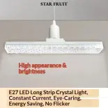 QUẢ KHẾ⭐Hiện đại E27 LED pha lê dải ánh sáng độ sáng cao tiết kiệm năng lượng chăm sóc mắt chiếu sáng cho văn phòng nhà cửa