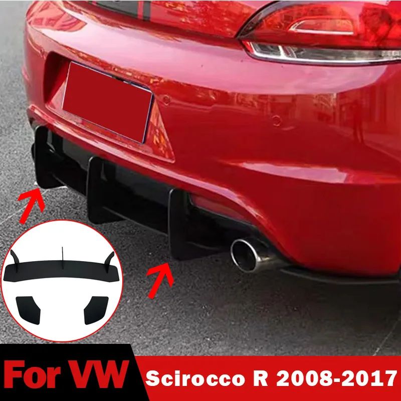Sellers6  Car Rear Bumper Diffuser Lip Modified for Volkswagen VW Scirocco R 2008-2017 Lower Exhaust Bracket Splitters Spoiler Plate Guard R4F9S Presyo 7,929 Piso*Libreng Shipping