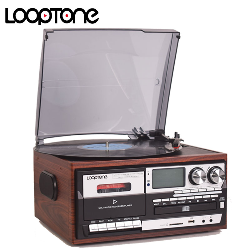 Looptone 3 Speed Vinyl Record Player Vintage Turntable Bluetooth