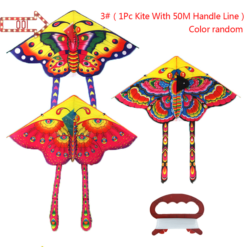 OOI 1 Bộ diều đuôi dài in hình bướm 90*50cm Đồ chơi diều ngoài trời có tay cầm