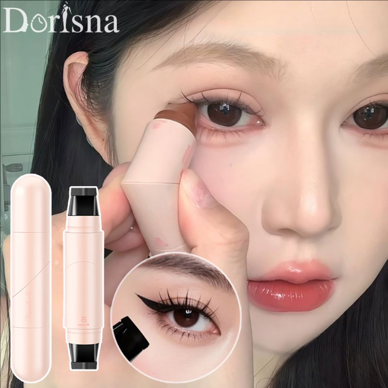 Dorisna Bút kẻ mắt dạng cánh tự làm hai đầu màu nâu đen Tích hợp tem kẻ mắt xoay bút kẻ mắt chống nhòe chống nước