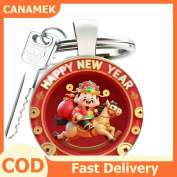 CANAMEK 1 3 5 chiếc Móc khóa trang trí thời trang cho túi xách và chìa khóa xe ô tô, vật dụng thiết yếu, thiết kế họa tiết ông Thần Tài cưỡi ngựa gỗ