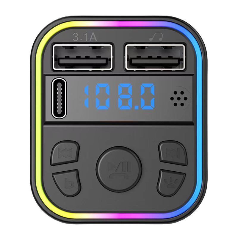Diaper&Cored Kép USB Type-C xe sạc FM Transmitter Bluetooth 5.0 MP3 máy nghe nhạc RGB bầu không khí Đèn sạc tay-miễn phí FM TF thẻ U đĩa
