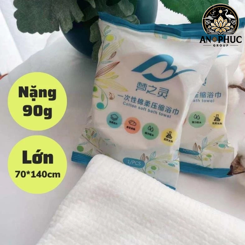 Khăn tắm nén du lịch cotton lớn 70x140cm dùng một lần, loại lớn dày nặng 90g ❖KHĂN NÉN KHÁCH SẠN ❖