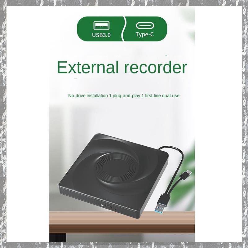 External CD/DVD Drive Portable CD DVD +/-RW Drive Optical Drive Player Reader USB 3.0 & Type-C for Win 11 10 8 7 Easy Install