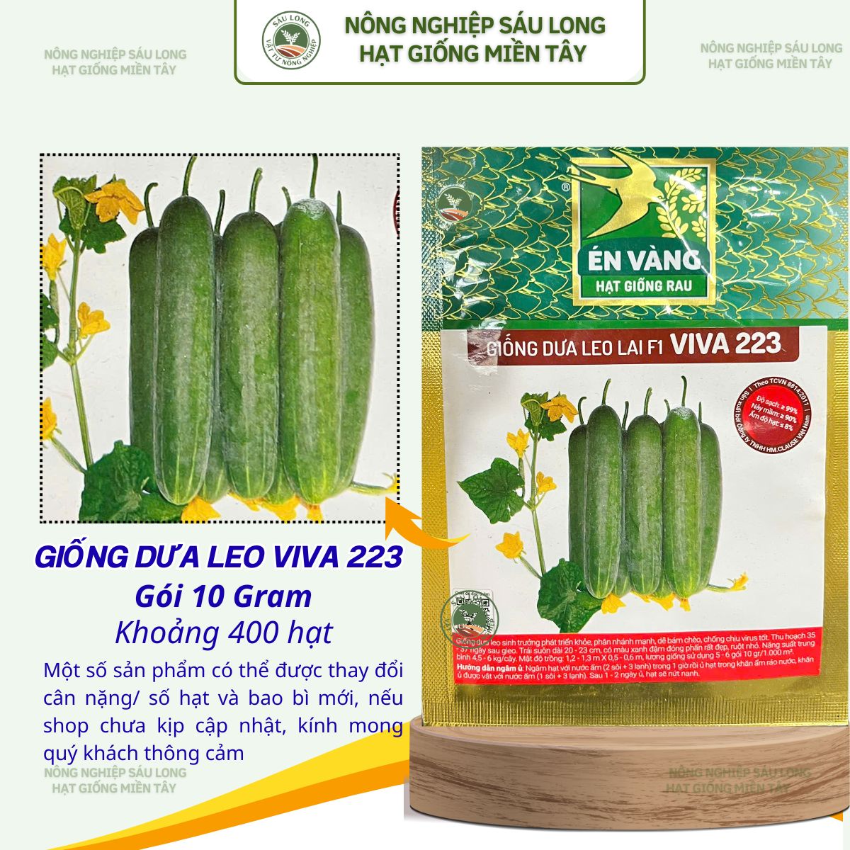 [10g - 400 HẠT] Hạt giống Dưa leo F1 VIVA 223 sinh trưởng khỏe, phân nhánh tốt