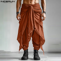 Quần nam hiệu incerun xếp li trang trí xếp nếp đơn giản thường ngày quần eo thun rộng cổ điển