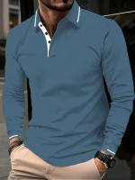 Jeans Fritz Brown Beige Contrast Trim Long Sleeve Polo Shirt For Men Regular Fit Breathable Casual Autumn Top COD Fast Delivery