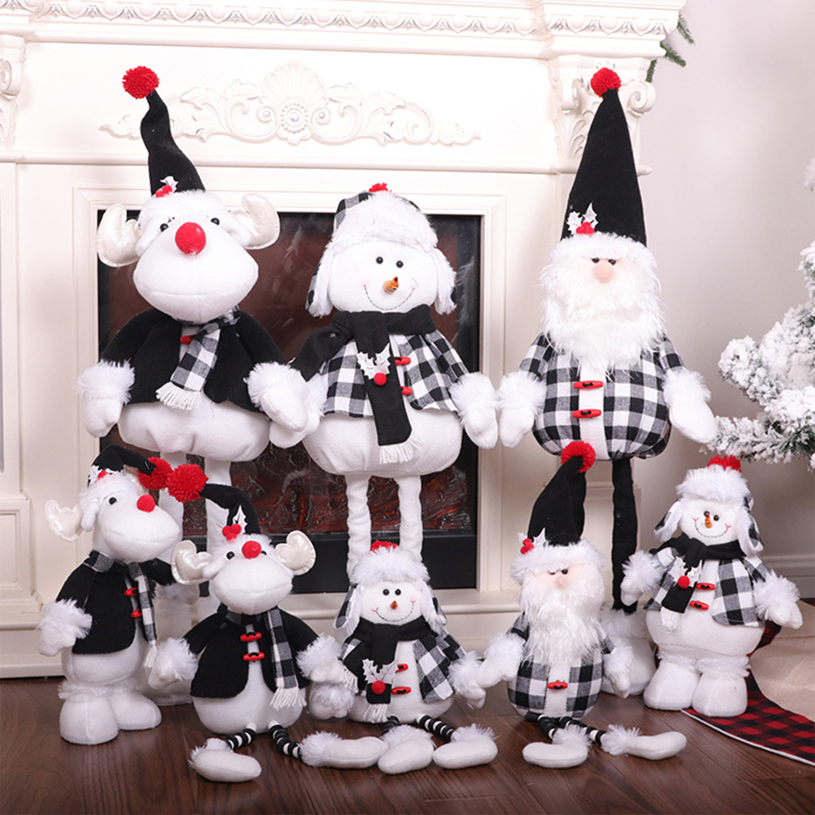 Búp bê màu đen Santa Trắng Snowman trang trí mặt bàn Hươu búp bê hoạt hình giáng sinh Búp bê trang trí Giáng sinh Đầm đi tiệc cho phụ nữ thanh lịch