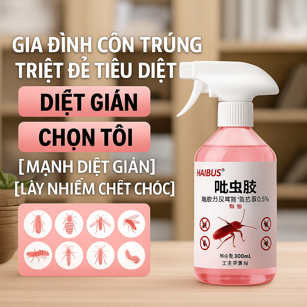 Chai Xịt Diệt Gián Không Mùi 300ml HAIBUS Loại Bỏ Gián Trứng Gián, Bọ Chét, Ruồi Muỗi An Toàn Cho Gia Đình