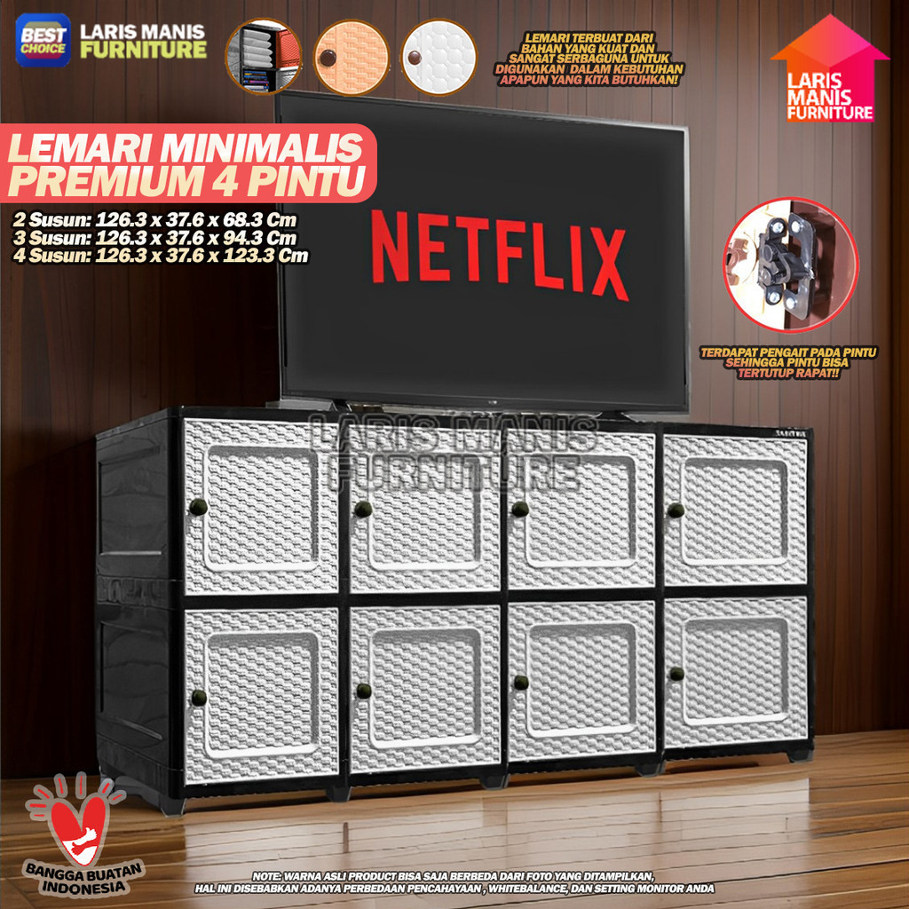 Minimalist Jumbo Wardrobe Clicks 4 Doors Plastic Wardrobe Clothes Wardrobe Harga 252,000 rupiah*Gratis Ongkir