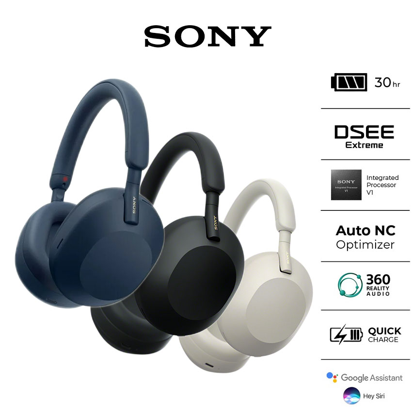 Tai nghe Bluetooth không dây qua tai Sony WH-1000XM5 chính hãng có micrô