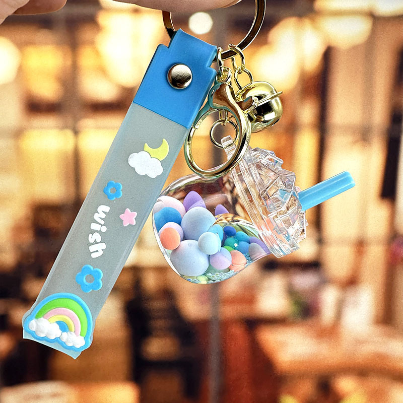 Móc khoá trà sữa bubble dễ thương móc chìa khoá dầu nước nổi cute quà tặng phụ kiện túi xách balo -M