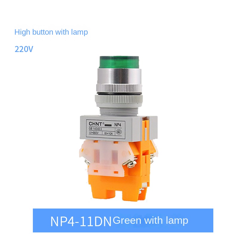 Nút Nhấn nhả xanh đèn 220V | Tự Phục Hồi NP4-11BN/NP4-11BNZS/NP4-11ZS/NP4-11M/NP4-11DN/NP4-11DZS/NP4-11X/NP4-20X 22mm CHINT – Điều Khiểm Chính Xác