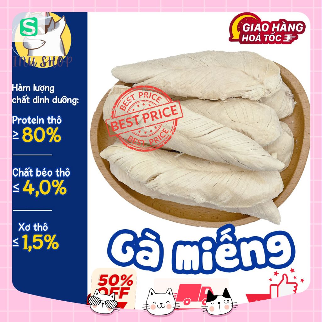 Ức gà sấy khô nguyên miếng cho mèo , chó LOẠI 1. Thức ăn cho mèo bổ sung dưỡng chất. Gói 100G - 500G