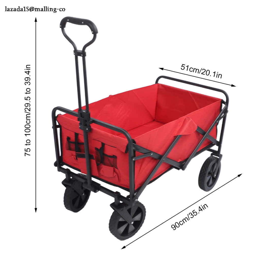 Wholesale foldable 100L 600D fabric Oxford heavy-duty multi-purpose beach cart with 8-inch large wheels, used for camping, sports, shopping Sodium075 ราคา 1,619 บาท*ส่งฟรี