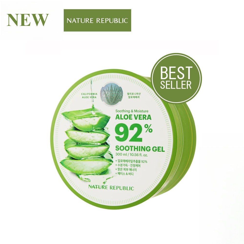 Nature Republic Soothing & Moisture Aloe Vera 92% Soothing Gel 300ml. เจลว่านหางจระเข้ เนเจอร์รีพ...