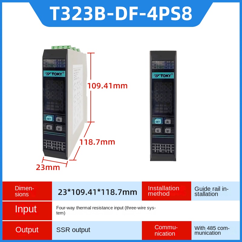 Bộ Điều Khiển Nhiệt Độ 4 Kênh T323B-DF-4PS8 24V TOKY | tùy chọn T323B-DF-4PT8/4PS8 PID Số Hiển Thị Cao Cấp 24V RS485 – Chính Xác, Linh Hoạt Cho Công Nghiệp