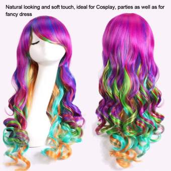 UNDERL Halloween Tóc Giả Nguồn Cung Cấp Xoăn cầu vồng Tóc tổng hợp Anime Trang phục chú hề Phong cách Harajuku Tóc giả nữ