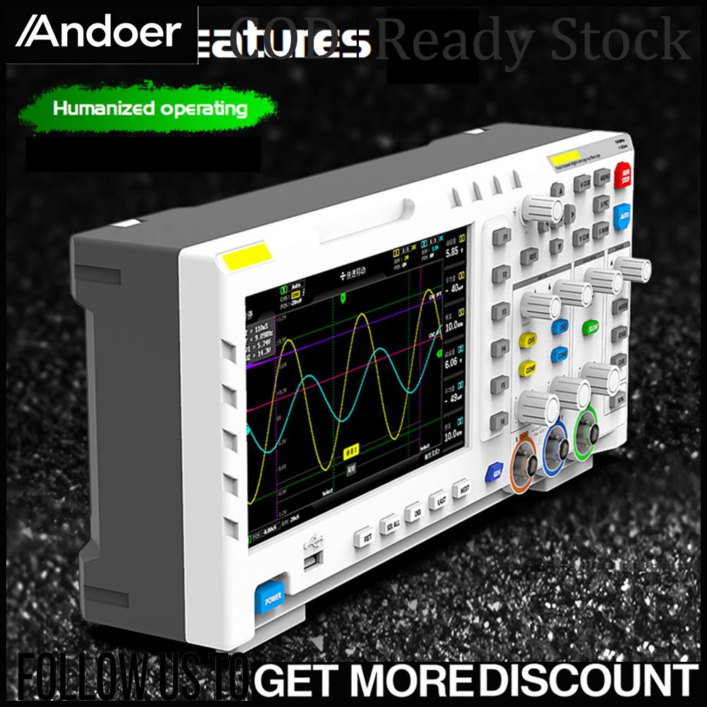 Andoer เครื่องกำเนิดสัญญาณออสซิลโลสโคป Geevorks ออสซิลโลสโคปแบบดิจิตอล 2 ช่องสัญญาณ 100MHzx 2 แบนด์วิดท์แอนาล็อก อัตราการสุ่มตัวอย่าง 1GSa/s พื้นที่เก็บข้อมูล 1GB ราคา 10,357 บาท*ส่งฟรี