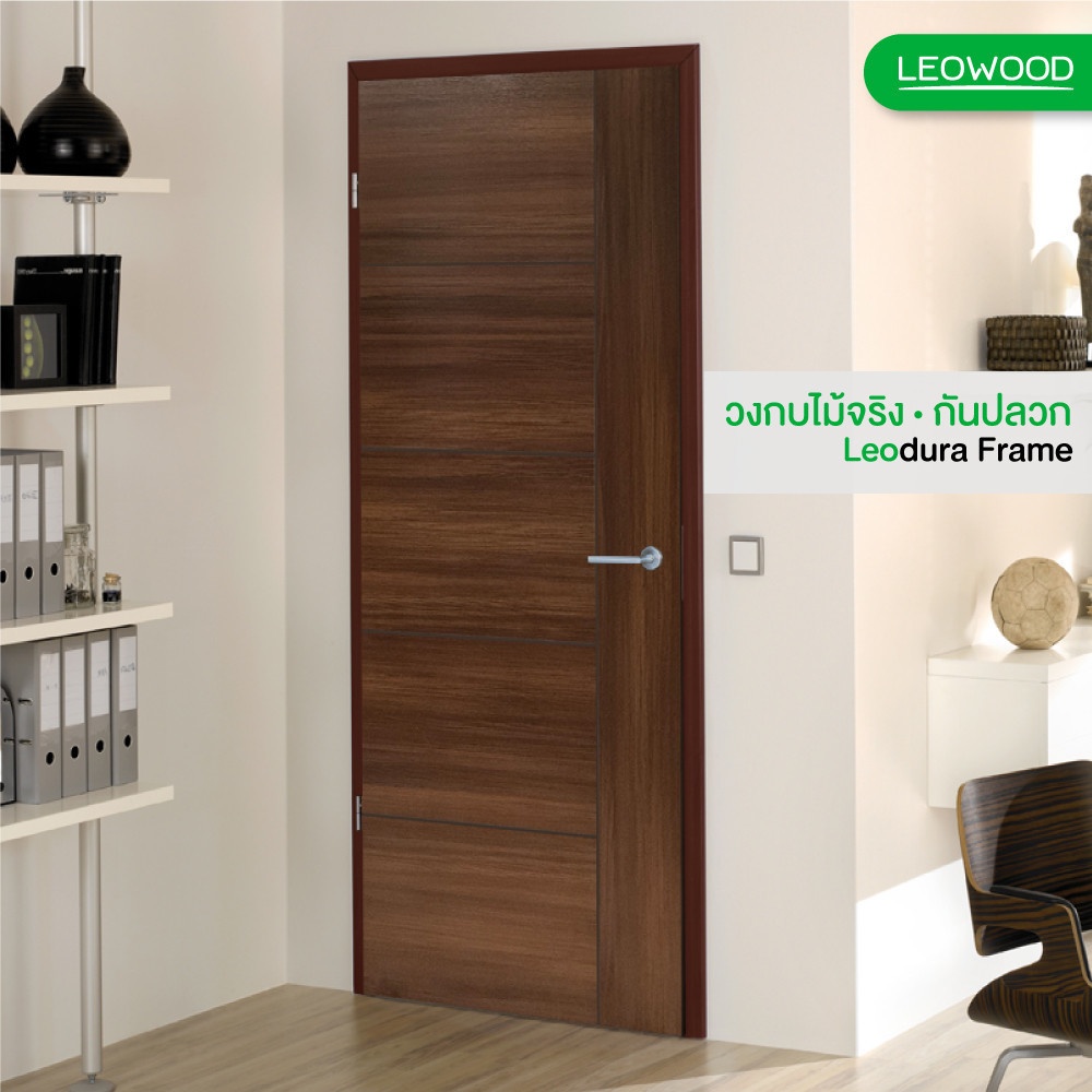 Global House LEOWOOD วงกบประตูไม้ ไม้เนื้อแข็งรวม DURA FRAME (FJL) ขนาด 80x200 ซม. ย้อมแดง รับประกันของเเท้! - ยี่ห้อ Leowood ราคา 1,040 บาท*ส่งฟรี