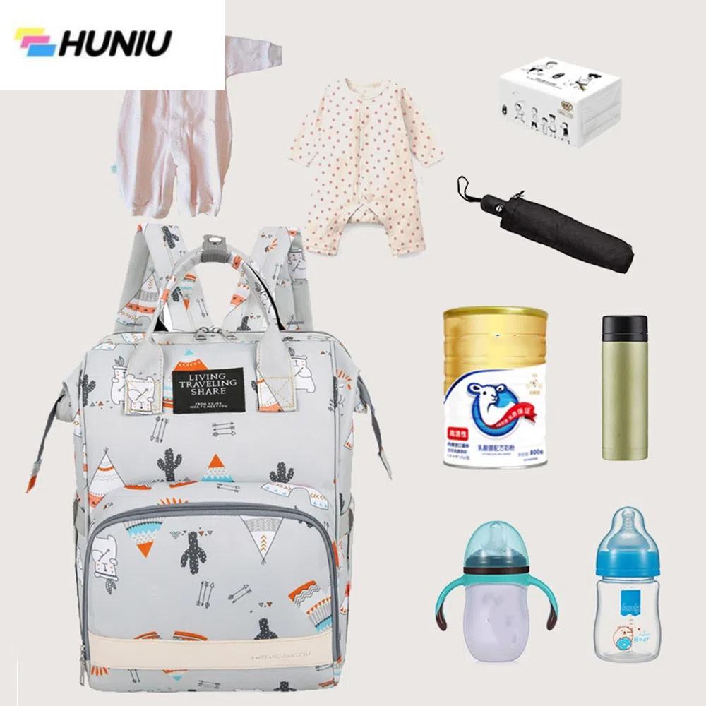 HUNIU หลายฟังก์ชัน กระเป๋าเป้แม่ วัสดุที่ทนทาน ความจุขนาดใหญ่ กระเป๋าเป้เดินทาง ใช้งานได้จริง ป้องกันน้ำกระเซ็น กระเป๋าผ้าอ้อมเด็ก ผู้หญิง ราคา 489 บาท*ส่งฟรี