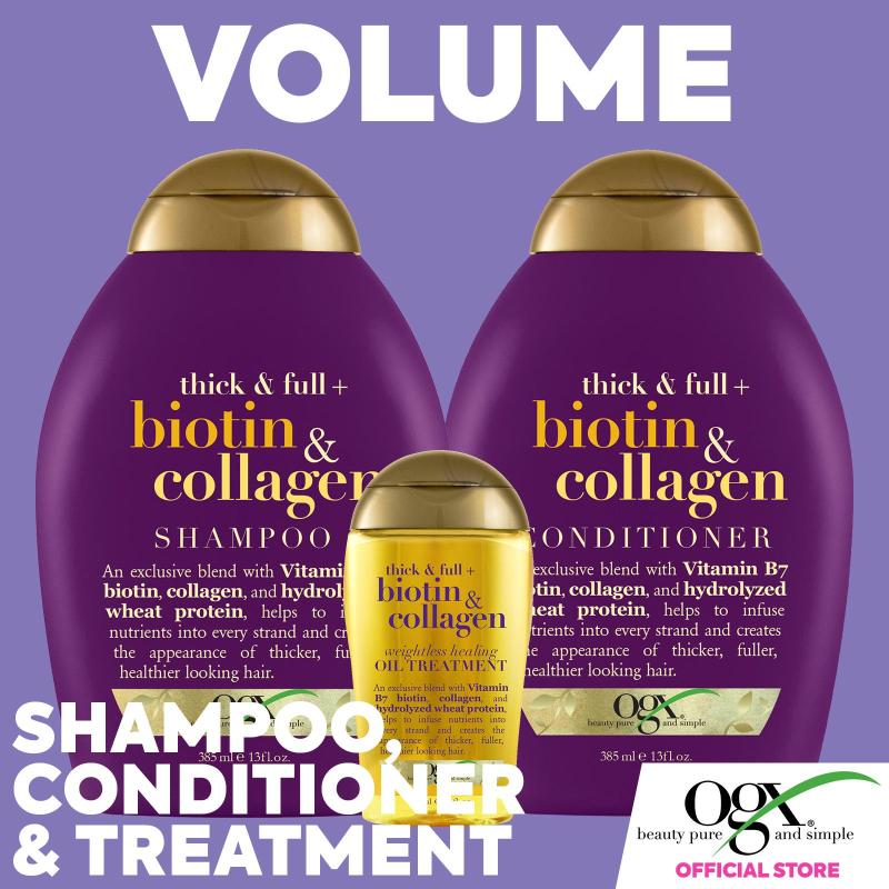 Buy What Hair Wants - Volume Bundle OGX Biotin and Collagen Shampoo + Conditioner + Oil Treatment Singapore