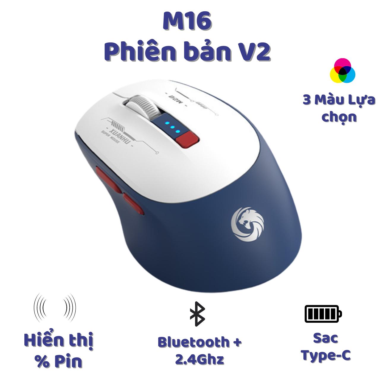 Chuột không dây máy tính bluetooth x7 m16 bản v2 kết nối wireless pin sạc kết nối 2 chế độ cho mọi thiết bị máy tính, laptop