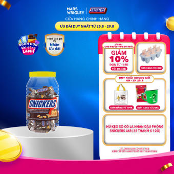 Hũ kẹo sô cô la nhân đậu phộng Snickers jar (38 thanh x 12g)