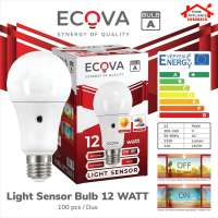 ECOVA Lampu LED Light Sensor - Sensor Cahaya Otomatis Mati 9W - 12W 6500K Cahaya Putih - Cool Daylight