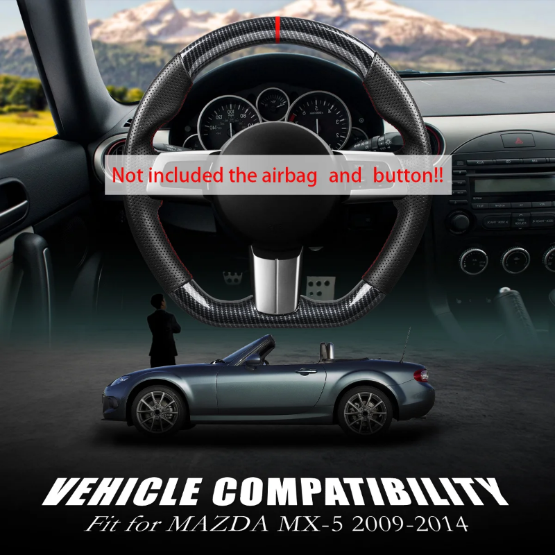 {fjgyj} Hydro-Dip Carbon Fiber Steering Wheel For Mazda MX-5 2009 2010 2011 2012 2013 2014 Perforated Leather Racing Wheel ราคา 22,868 บาท*ส่งฟรี