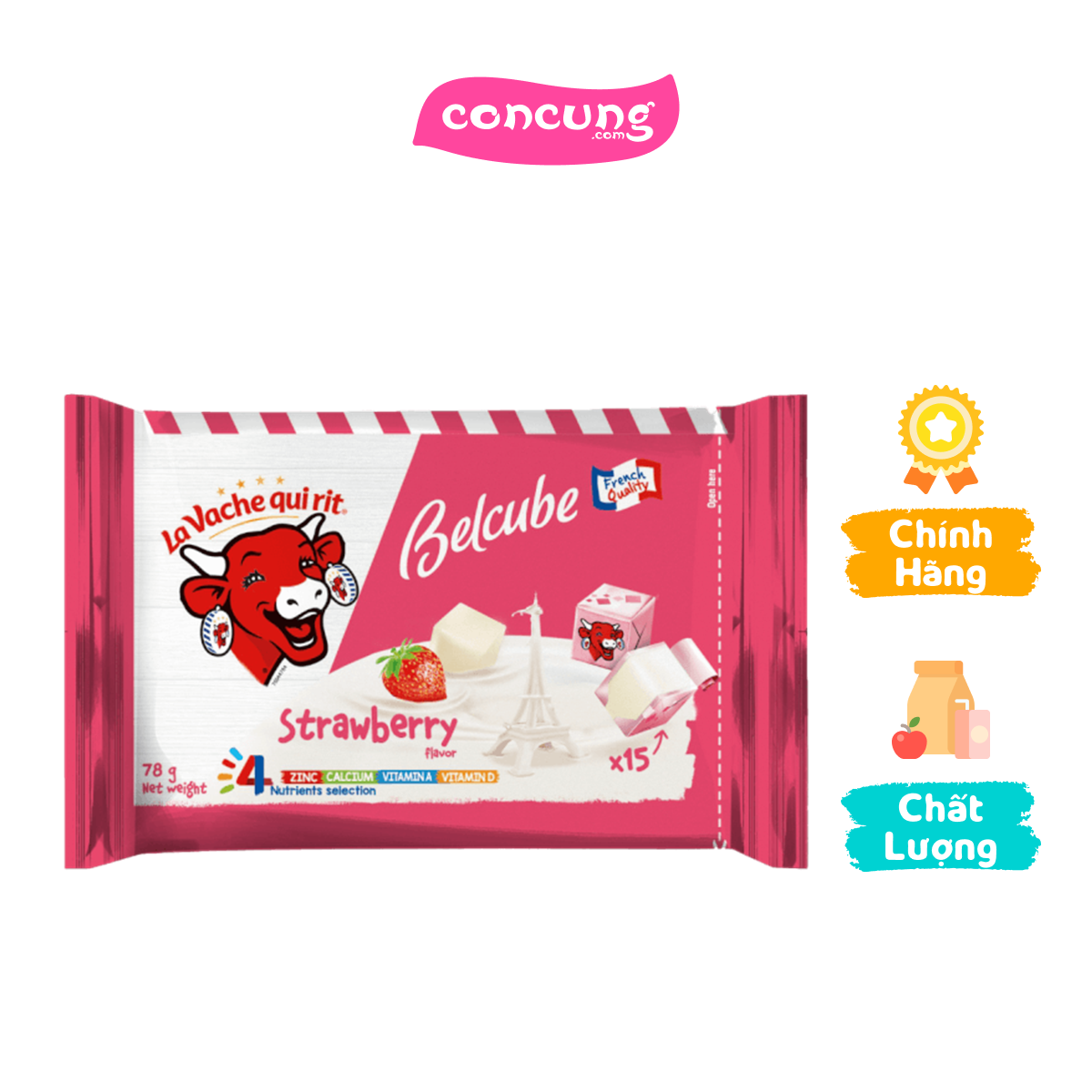 PM vuông Belcube ngọt vị Dâu 78G