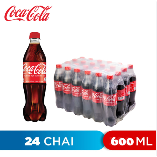 Thùng 24 Chai Nước Giải Khát Có Gas Coca-Cola 600mlx24