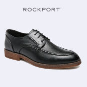 Rockport Leather Shoes Slayter Apron Toe Black Mens Shoes