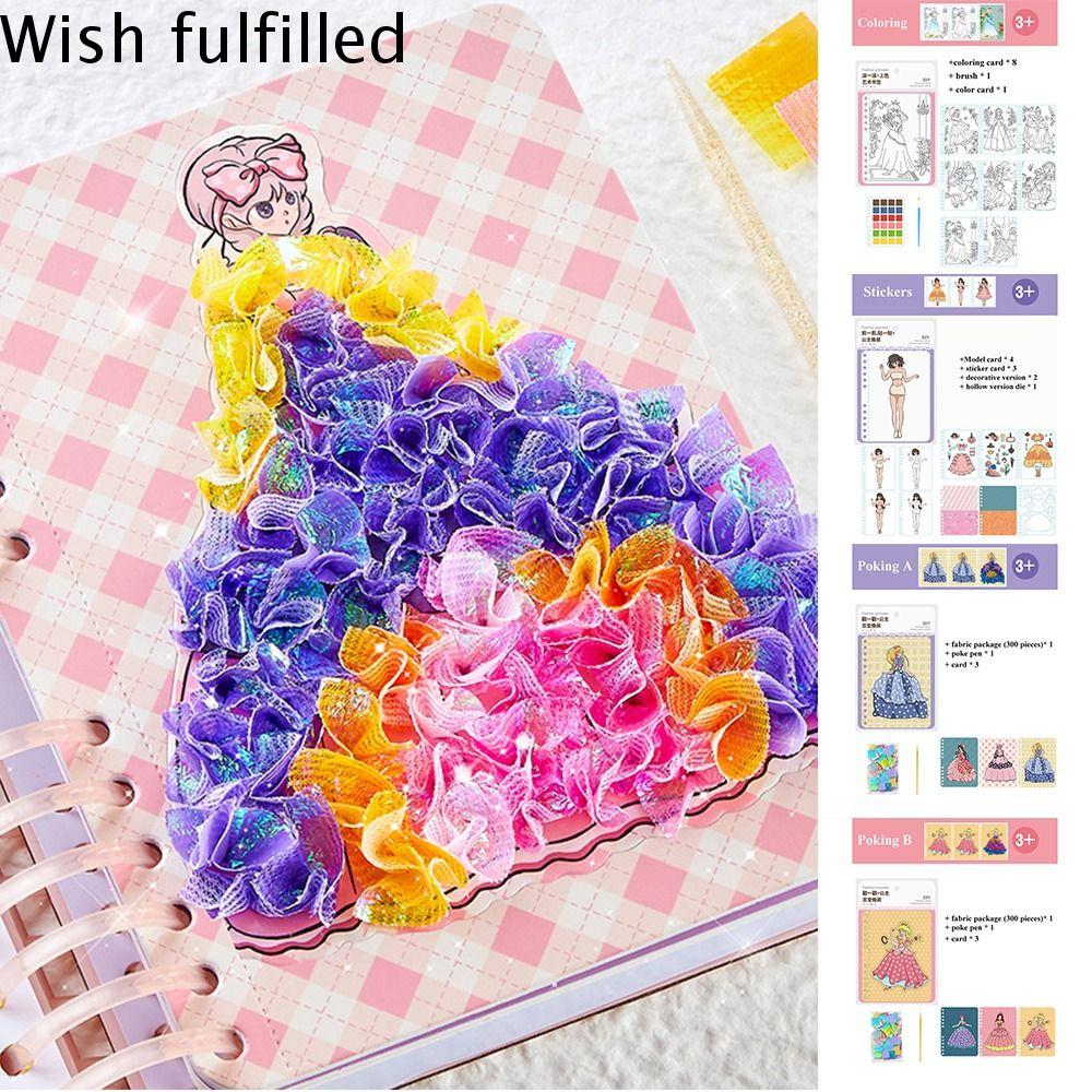 WISH Vải Miếng dán trang điểm Giấy Tranh Poke Miếng dán sơn trang điểm Hài Hước Nhận thức màu sắc Sách Dán Công Chúa Quà Tặng trẻ em