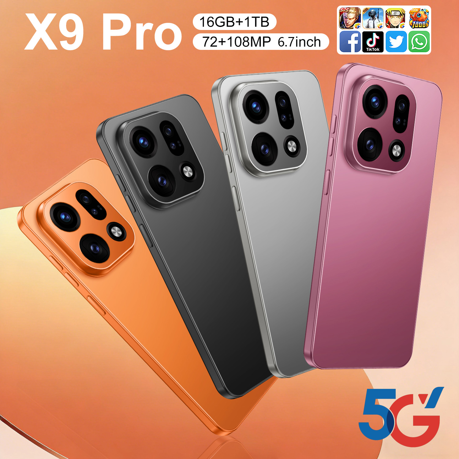 X9Pro NEW 4G/5G Smartphone 6.7-inch Memory 16GB RAM+1TB ROM Support Multiple Games GPS WIFI5G ราคา 3,599 บาท*ส่งฟรี