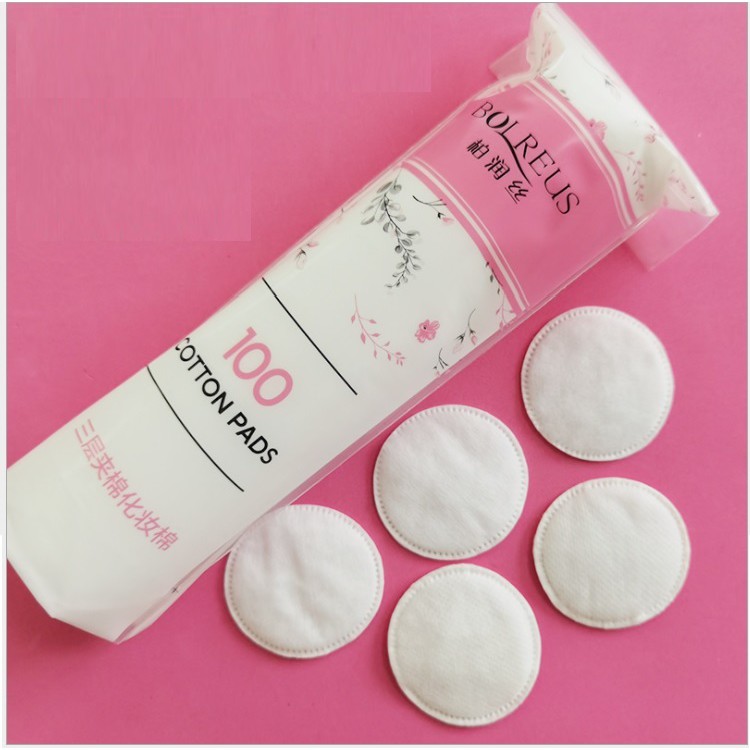 Bông tẩy trang 3 lớp Cotton Pads siêu dầy, miếng lau bụi bẩn làm sạch da mặt, ống 100 miếng