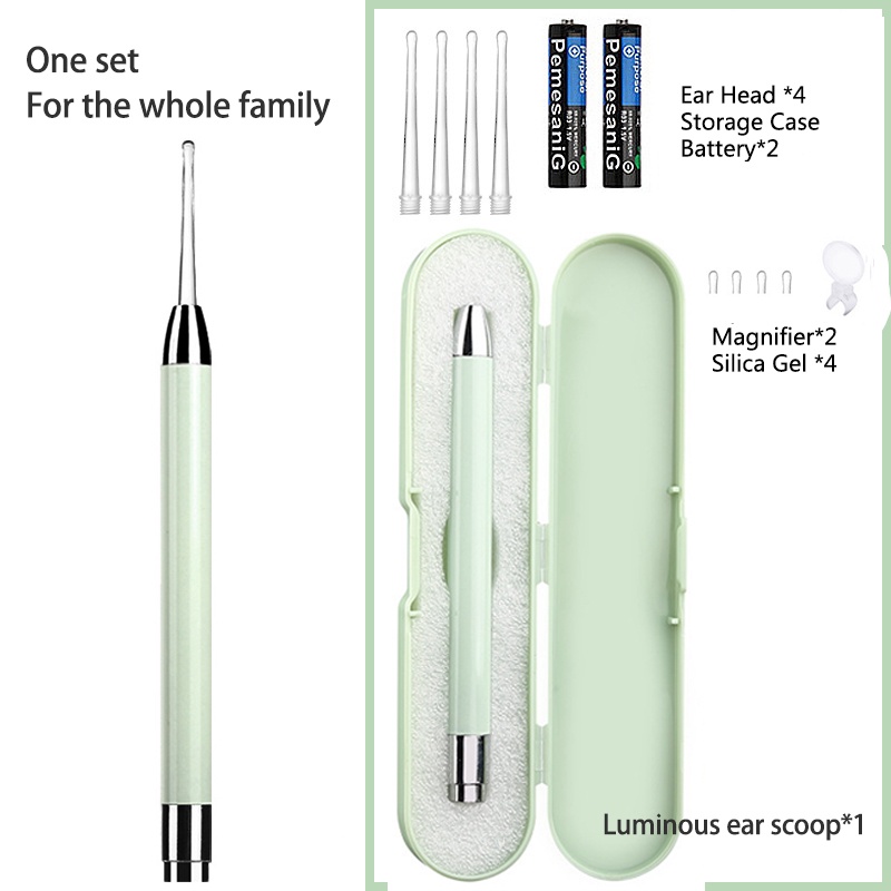 Ear Cleaning Tools Silicone Baby Ear Cleaner Flash light Earwax Removal Kit Ear LED Spoon Kids/Adult Ear Care Cleaner with Battery
