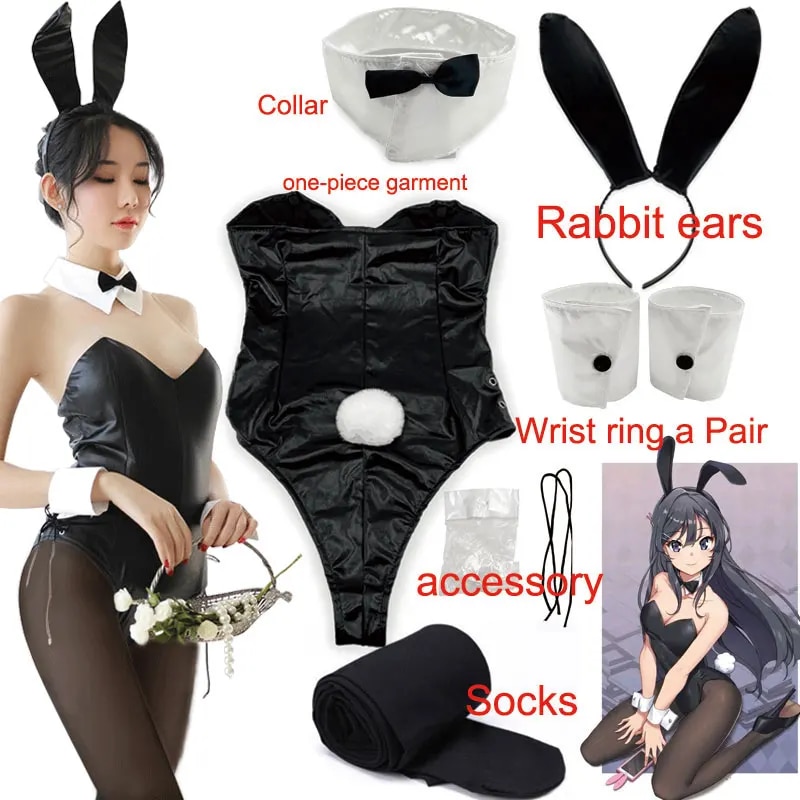【Bestseller】 Sakurajima Mai Cosplay Costume For Girls Halloween Women Black Jumpsuit Rascal Does Not