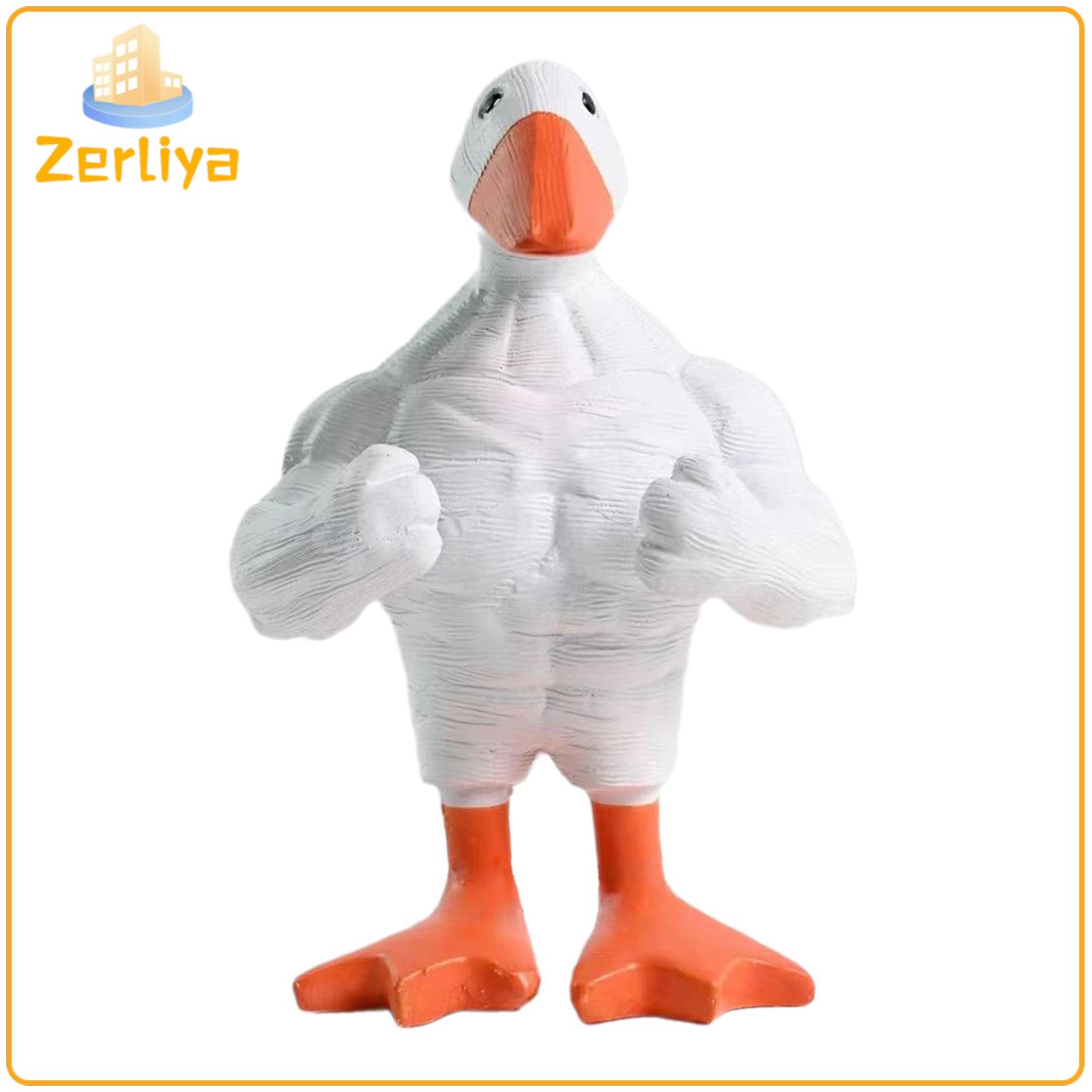 petsola Muscular Duck Statue Duck Ornament Craft Funny Duck Resin Figurine for Table Desk Farmhouse Decorating Living Room Patio ราคา 197 บาท*ส่งฟรี