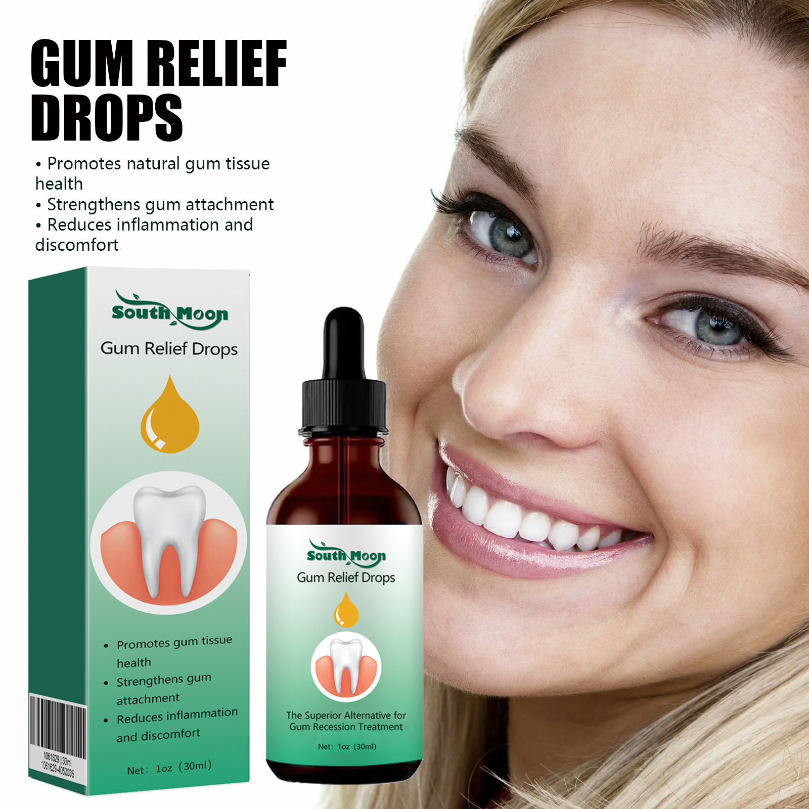 Gum Relief Drops, Thúc đẩy Sức khỏe Mô Gum, Tăng cường sự gắn kẹo cao su, giảm viêm và khó chịu, Nhẹ nhàng làm dịu & Công thức dinh dưỡng, Gel kẹo cao su hiệu quả để làm dịu sưng, Chất làm sạch miệng và chăm sóc