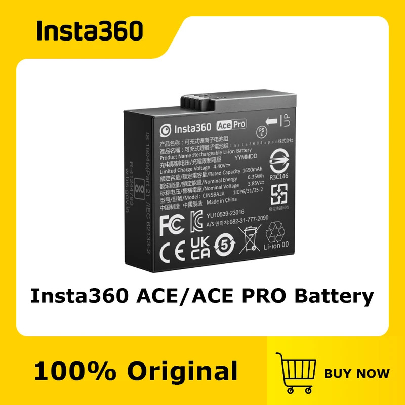 Phụ Kiện máy ảnh thể thao Pin insta360 ACE/Ace Pro chính thức và nguyên bản, 1650mAh, pin dung lượng cao để nắm bắt tất cả các hành động