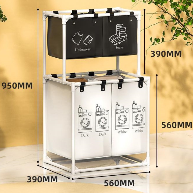 boxien ครัวเรือนสองชั้นประกอบตะกร้าซักผ้าระเบียงเครื่องซักผ้าเสื้อผ้าที่สกปรกการจัดหมวดหมู่ชั้นเก็บ ราคา 313 บาท*ส่งฟรี