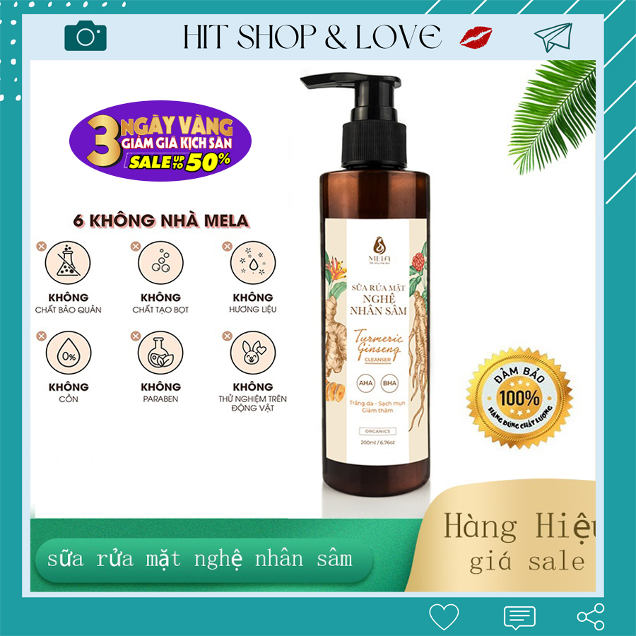 Sữa Rửa Mặt Nghệ Nhân Sâm MELA 200ml làm sạch dịu nhẹ, giảm mụn cho da mặt và giảm thâm, cung cấp dưỡng chất giúp da sáng hơn - H.E.E COSMETIC - 2