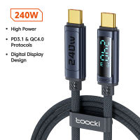 Toocki 240W Màn hình hiển thị kỹ thuật số cáp dữ liệu PD trong suốt siêu nhanh Cáp sạc Hợp kim kẽm dệt dây sạc dữ liệu cho iOS 15 Loại C