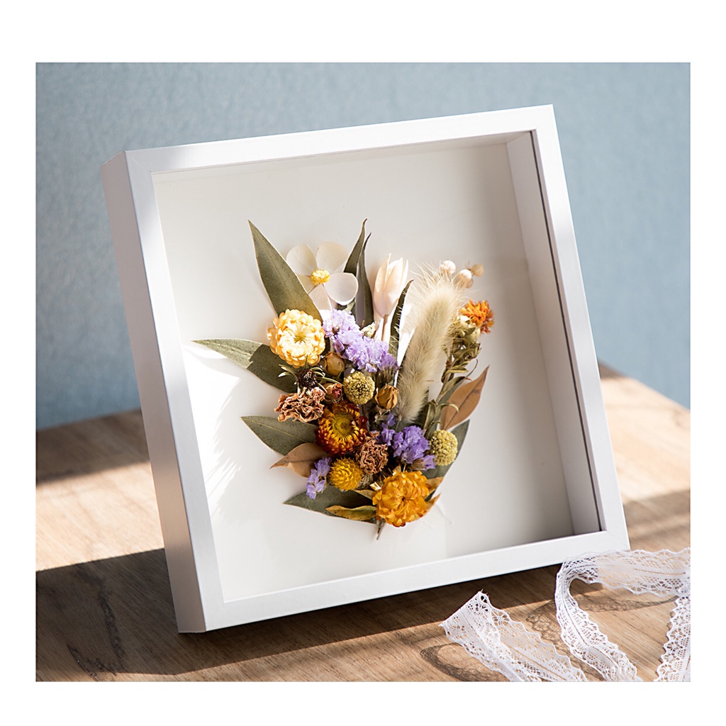 [SG Stock]3D Simple hollow 3cm Frame Wooden Glass Shadow Box Display Birthday Valentines Day present Gift
