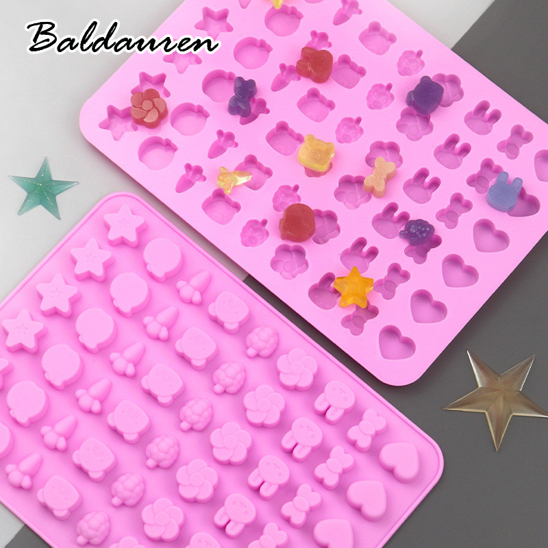 BALDAUREN 54ช่องผลไม้สัตว์ซิลิโคนแม่พิมพ์ลูกอมช็อคโกแลตหินอนุภาค pralines คาราเมล DIY แม่พิมพ์เครื่องมือตกแต่งเค้ก ราคา 28 บาท*ส่งฟรี