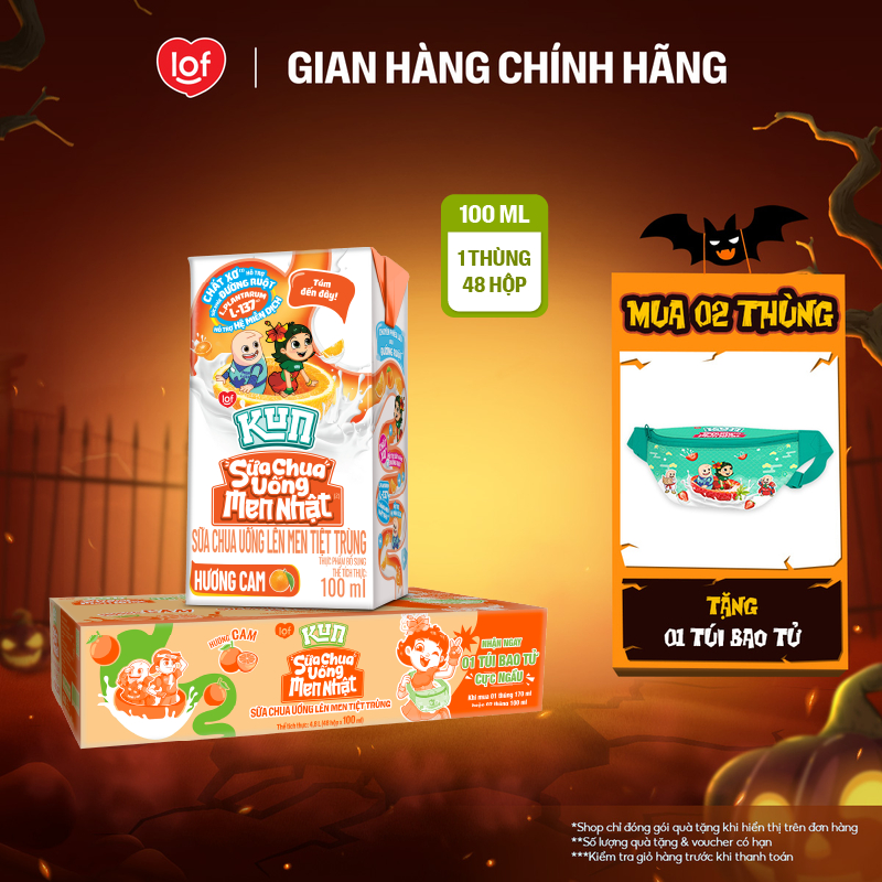 Sữa chua uống KUN vị cam thùng 48 hộp x 100ml