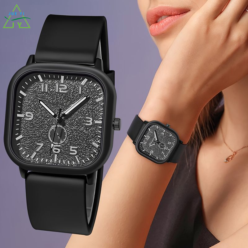 KS Stylish Square Quartz Watch with Silicone Strap for Men and Women ราคา 87 บาท*ส่งฟรี